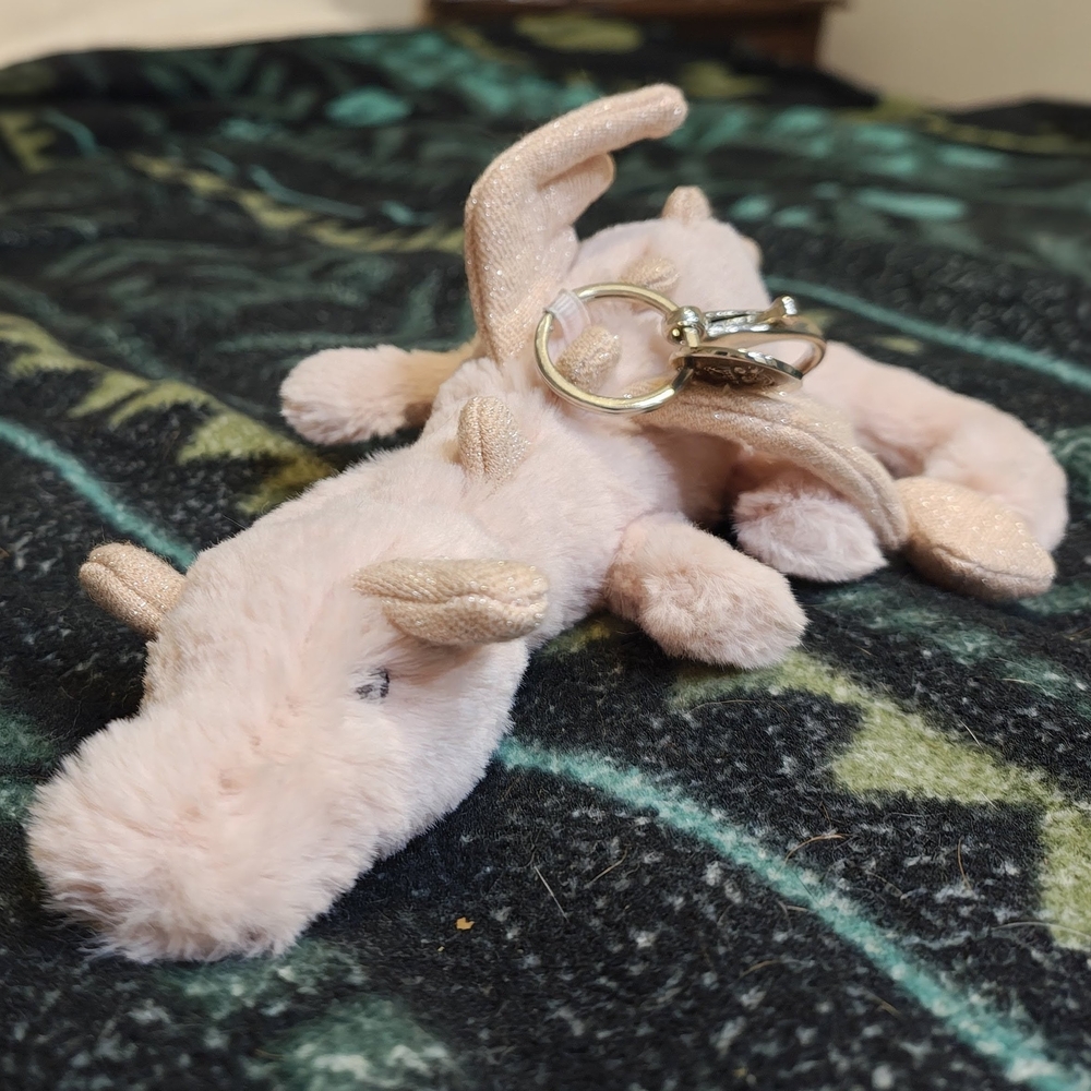 Pink Plush Dragon Keychain